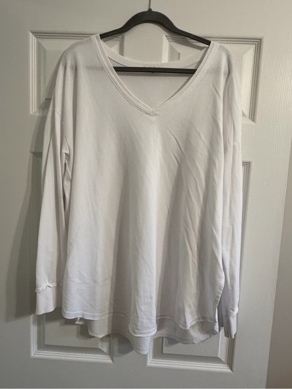Z Supply White V-Neck Long Sleeve Relaxed Top